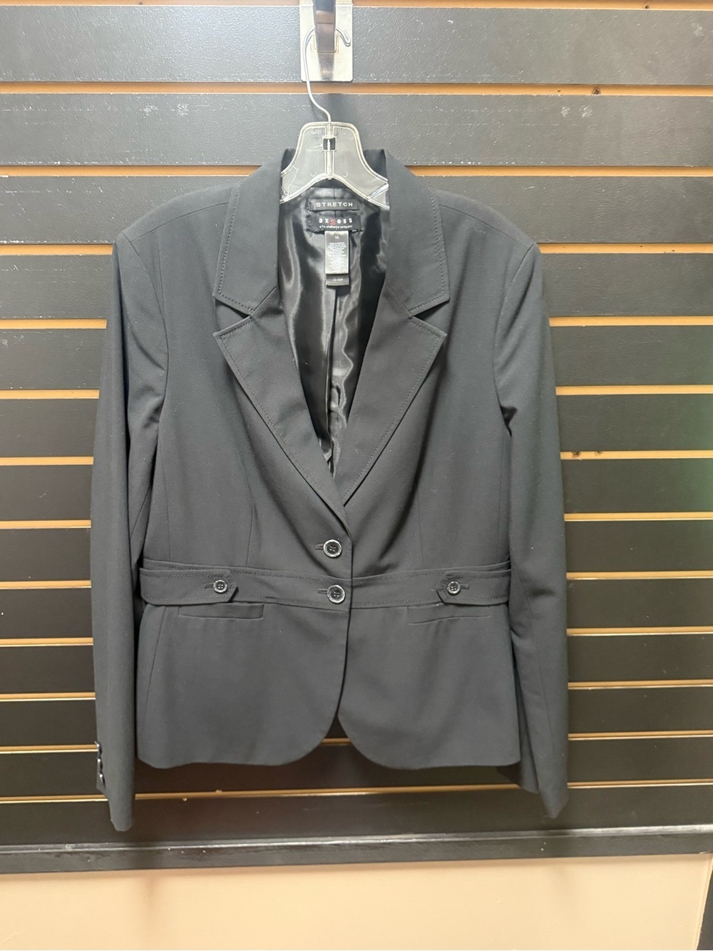 Axcess Liz Claiborne Black Blazer Size 14 Stretch Career Jacket